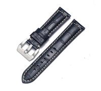 BANDKIT Genuine Leather Watch Band for Panerai Cowhide Crazy Horse Strap Men Bracelet Smooth Watchband 20mm 22mm 24mm 26mm(ClassicBlue-Silver,22mm)