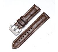 BANDKIT Genuine Leather Watch Band for Panerai Cowhide Crazy Horse Strap Men Bracelet Smooth Watchband 20mm 22mm 24mm 26mm(ClassicBrown-Silver,20mm)