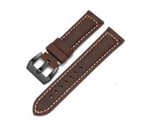 BANDKIT Genuine Leather Watch Band for Panerai Cowhide Crazy Horse Strap Men Bracelet Smooth Watchband 20mm 22mm 24mm 26mm(Dark Brown-Black,26mm)