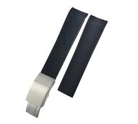 BANDKIT Rubber Watchband 19mm 20mm 21mm Silicone Strap for Longines Hydroconquest L3 781 782 VHP Black Blue Watch Bracelets(Black,21mm)