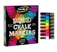 Bandle B. Liquid Chalk Markers - 8 Vibrant colors, erasable, non-toxic, water-based, reversible tips, bright colors for glass or chalkboards for businesses, restaurants, or any occasion