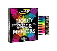 Bandle B. Liquid Chalk Markers - 8 Vibrant colors, erasable, non-toxic, water-based, reversible tips, bright colors for glass or chalkboards for businesses, restaurants, or any occasion