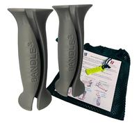 Bandles - Ergonomic Exercise Band Handles for Pain-Free Grip | Versatile Resistance Band Handles for Full-Body Workouts | Durable High-Tension Workout Handles (2 Handles) (Steel Gray, Small)