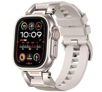 Bandletic Compatible with Apple Watch Strap 49mm 46mm 44mm 45mm 42mm for Men, R-Steel FKM Robust Strap with Metal Connector for Apple Watch Ultra 2/Ultra/iWatch Series 10 9 8 7 6 5 4 3 2 1 SE