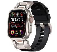 Bandletic Compatible with Apple Watch Ultra 2/Ultra Strap - 49mm 46mm 45mm 44mm 42mm Strap, R-Steel FKM Robust Sport Band with Metal Connector for iWatch Ultra 2/Ultra Series 10 9 8 7 6 5 4 3 2 1 SE