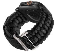 Bandletic Compatible with Apple Watch Ultra 3 2 1 Straps - 49mm 46mm 45mm 44mm 42mm(Series 3/2/1) Paracord Nylon Strap for iWatch Series 11/SE3/SE2/SE/10/9/8/7/6/5/4 Sport Bands for Women Men, Black
