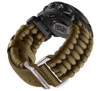 Bandletic Compatible with Garmin Fenix 7 Strap - Fenix 6 Pro/Fenix 6/Fenix 5 Fenix E/8 Strap, QuickFit 22mm Nylon Braided Sport Band for Epix 2/Epix 2 Pro 47mm/Forerunner 945/965/Instinct 2, Tan