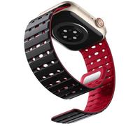 Bandletic Magnetic Strap Compatible with Apple Watch Strap 45mm 44mm 46mm 49mm 42mm,Soft Silicone Sport Band for Apple Watch Ultra 3/2/1/SE/iWatch Series 11 10 9 8 7 6 5 4 3 2 1 Women Men,Black Red