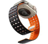 Bandletic Magnetic Strap Compatible with Apple Watch Strap 49/46/45/44/42mm | Soft Silicone Breathable Sport Band for iWatch Ultra 4/3/2/1/Series 12 11 10 9 8 7 SE SE3 SE2 6 5 for Women Men,BlackOrange