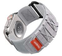 Bandletic Nylon Strap compatible with Apple Watch Strap Ultra/Ultra 2 49mm 45mm 44mm 42mm, Sport Loop Replacement Band for iWatch Series SE/Ultra/Ultra 2/Series 9 8 7 6 5 4 3 2 1, S-White Grey