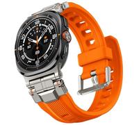 Bandletic Sport Straps Compatible with Samsung Galaxy Watch Ultra 47mm 2025/2024 for Men Rugged Military Soft Liquid Silicone Strap with Stainless Steel Metal Connector for Galaxy Watch Ultra Orange
