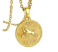 Bandmax 18K Gold Plated Zodiac Constellation Jewelry Cute Coin Medal Pendant Aries Necklace for Boys Girls