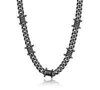 Bandmax Barbed Wire Cuban Necklace for Women Men Stainless Steel/Black Gothic Thorns Choker Necklace Punk Jewelry -Gift Packed