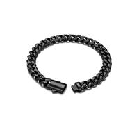 Bandmax Cuban Chain Bracelets for Men, Stainless Steel Link Wrist Chains | Silver/Black/Gold Plated Curb Bracelet for Men, Hip Hop Thick Jewellery with Stylish Clasp, 19/21/23cm Length, Send Gift Box