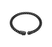Bandmax Cuban Chain Bracelets for Men, Stainless Steel Link Wrist Chains | Silver/Black/Gold Plated Curb Bracelet for Men, Hip Hop Thick Jewellery with Stylish Clasp, 19/21/23cm Length, Send Gift Box