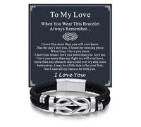 Bandmax Leather Bracelets Gifts for Men Infinity Knot Bracelets Lettering Love You Forever Gifts for Son Grandson Husband Boyfriend Brother Teacher Valentine's Day Graduation 21CM
