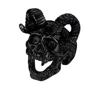 Bandmax Men Rings Black Stainless Steel Ring Skull Rings for Men Boy Comfort Fit Hypoallergenic Halloween Evil Gifts, Size 13