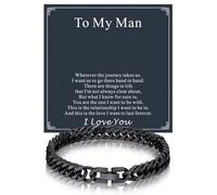 Bandmax Mens Bracelets, Stainless Steel Black Cuban Chains for My Man