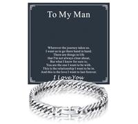 Bandmax Mens Bracelets, Stainless Steel Cuban Link Chunky Chain for My Man