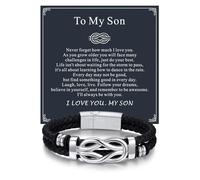 Bandmax Mens Leather Bracelets for Son Metal Infinity Knot Bracelets for Dad Husband Boyfriend Brother Valentine's Day Graduation