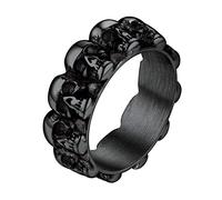 Bandmax Stainless Steel Death Skull Skeleton Ring For Biker Rapper Men Black Hip Hop Punk Gothic Rings Halloween Demon Devil Jewelry