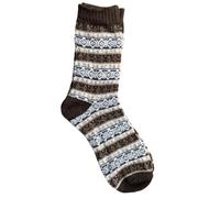 Bandorini Fair Isle Cashmere Wool Socks for Men, Spring/Autumn/Winter Warm Men's Socks, One size fits UK 6-11 (UK, Alpha, One Size, Regular, Regular, Brown)