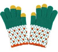 Bandorini Winter Touch Screen Gloves for Women Cable Knit Wool Fleece Lined Texting Mittens Gold Weather Warm Sport Glove, Green, One Size (Green, Medium)