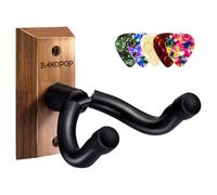 Bandpop Guitar Wall Mount - Black Walnut Guitar Hanger with 5pcs Picks for Acoustic, Electric, Bass, Banjo, Mandolin