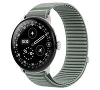 BandRain Nylon Loop Sport Bands Compatible with Google Pixel Watch 4/3/2/1 45mm 41mm Band, Upgraded All-Steel Connector, Soft Breathable Braided Replacement Straps for Women Men (Green Gray, Pixel