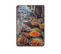 Bandung Street Food Market Retro Poster Metal Tin Sign Chic Art Retro Iron Painting Bar People Cave Cafe Family Garage Poster Wall Decoration 8x12inch(20x30cm)