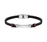 Bandy Bracelet Silver Black Stainless Steel Leather - male - Sector No Limits - Bracelets - Multicolor - ONE SIZE - Accessories ONE SIZE