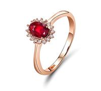 Banemi Big Wedding Rings for Womens, 0.5ct Ruby Engagement Rings for Womens Rose Gold Diamond Bands for Mother's Day Size H 1/2