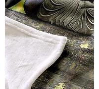 Banemi Blankets for Beds Winter, Fluffy Blanket Green Flannel Buddha Stone Decorative Blanket Warm Cozy Lightweight 52''X60''