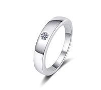Banemi Boho Sterling Silver Rings, Silver Rings for Women Love with 0.1ct Round Moissanite Size J 1/2