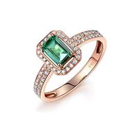 Banemi Cute Promise Rings for Your Girlfriend, Rose Gold Ring Womens 0.75 ct Emerald Diamond Anniversary Rings for Her Size R 1/2 (Rose Gold)