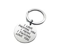 Banemi Friends Keyrings for Women, Metal Keyring Round I Fucking Love You Stainless Steel Christmas Keychain Gift