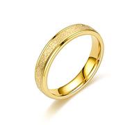 Banemi Men Engaged Rings, 4mm Frosted Pearl Sand Stainless Steel Gold Mens Wedding Bandssize T 1/2