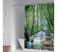 Banemi Mens Shower Curtains, Waterproof Shower Curtains Green Polyester Natural Scenery Stream Tree Home Fashion Shower Curtain 48X72 Inch
