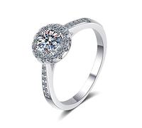 Banemi Sterling Silver Ring Set, Silver Fancy Rings for Women with 4mm Round Cubic Zirconia Size R 1/2