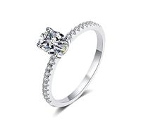 Banemi The Wedding Ring, Silver Rings Cute Sterling Silver with 5x7mm Oval Cubic Zirconia Size Q 1/2