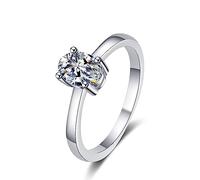 Banemi Wedding Ring Set, White Gold Womens Engagement Rings Sterling Silver with 5x7mm Oval Cubic Zirconia Size Q 1/2
