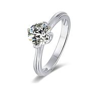 Banemi Wedding Rings for Women Sterling Silver, Art Deco Engagement Ring Cross Flower Zirconia Rings Valentine's Jewelry Size O 1/2