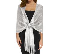 BANETTETA Shawls for Wraps Evening Dresses Scarf for Women Formal Shawl for Evening Party with Buckle for Wedding Shawl, A. Silver, Medium