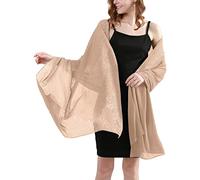 BANETTETA Shine Bright Like a Diamond Chiffon Sparkly Rhinestone Shawls and Wraps for Evening Dresses Weddings, B. Champagne, Large