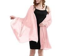 BANETTETA Shine Bright Like a Diamond Chiffon Sparkly Rhinestone Shawls and Wraps for Evening Dresses Weddings, G. Pink, Large