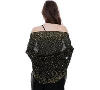 Banetteta Starry Night Shawls and Wraps for Evening Dresses/Weddings Shawl Wrap Shiny Scarf…, A. Black/Gold Stars, Large