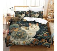 BANEUBBDE Cat 3D Printed Duvet Cover Set 3 Pieces Bed Duvet Set Soft Easy Care with Zipper Closure，Pillowcases for Teens And Adults Super King（260x220cm）