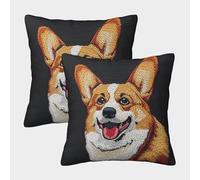 BANEUBBDE Lovely Corgi Cushion Covers Pillow Covers Set of 2 Throw Pillowcase Sofa & CoucCartoon Corgi Dog Farmhouse Outdoor Garden Sofa Cushions Modern Cushion Covers 40x40cm