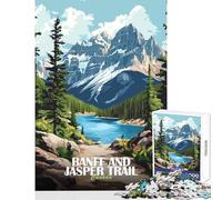 Banff And Jasper Trail Canada Poster 1000 Piece Jigsaws for Teenagers Puzzle Improve Attention Span And Focus Peaceful Relaxing Leisure Fun (38x26cm)
