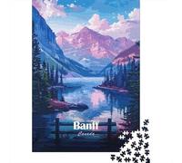Banff Canada Landscape Jigsaw Puzzle 1000 Pieces, Vintage Architecture Destination, 1000 Pieces for Adults, Travel Gift for Puzzle Lovers, Paper Board, 52x38cm/1000pcs